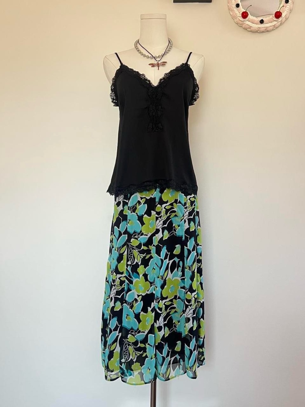 Kim Rogers Green Floral Midi Skirt